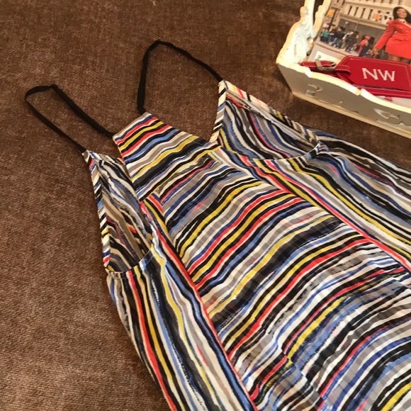 Multi Colored Striped Sheer Flowy Tank Top - Picture 5 of 5